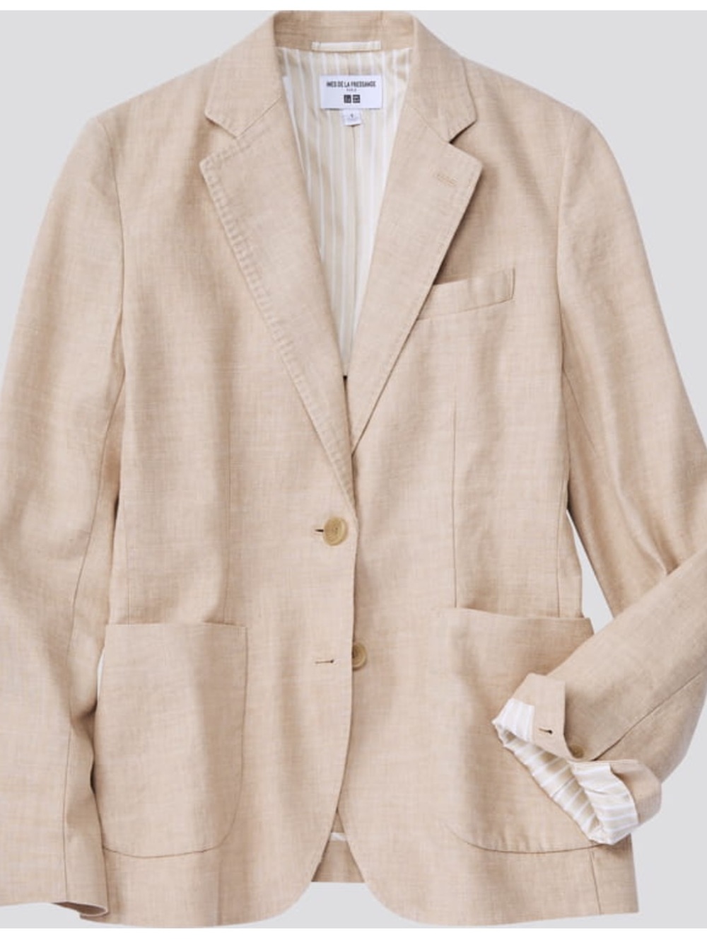 INES DE LA FRESSANGE x Uniqlo Linen Blend Blazer in Beige Oatmeal Women’s Size S
